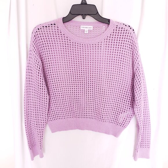 Calvin Klein Jeans Lavender 100% Cotton Open Stitch Sweater Size Petite Small - Picture 1 of 14